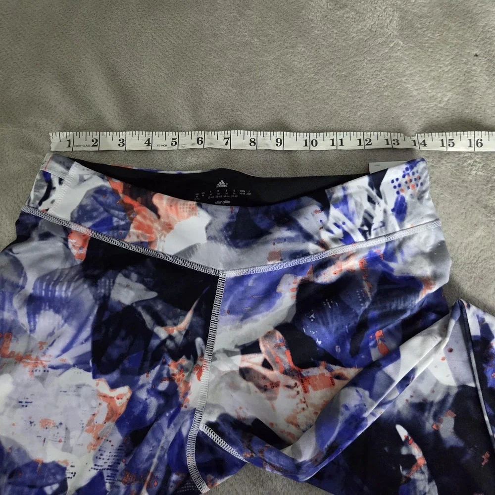 Adidas Leggings Womens Medium Floral Climalite Ankle Stretch Yoga Athletic
